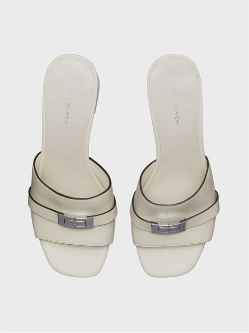 Leather mules with metal buckle and block heel TORY BURCH | 181952250